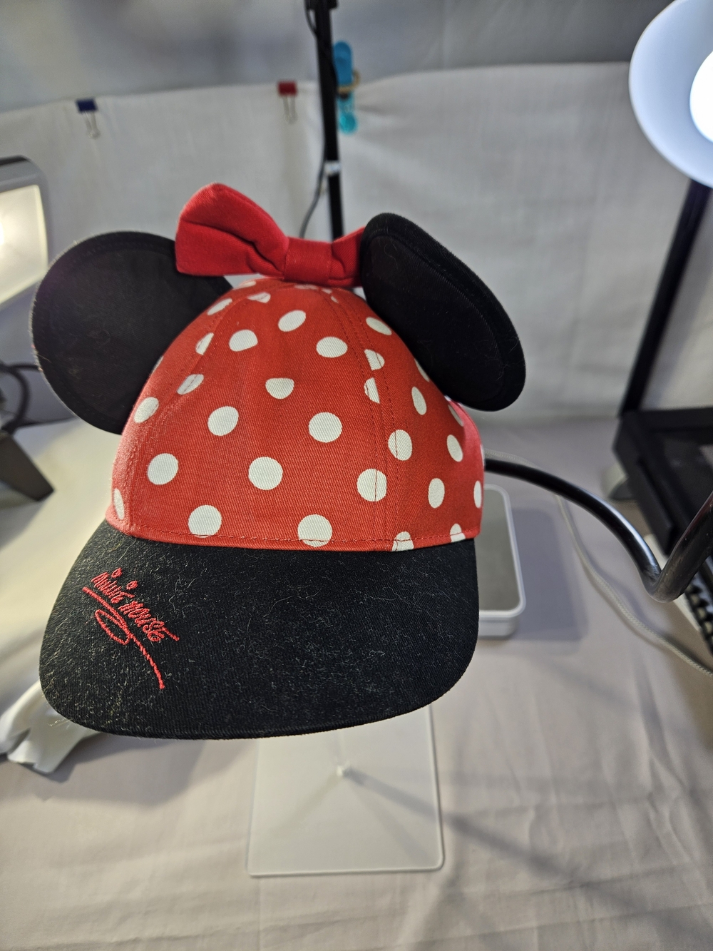 Disney Minnie Mouse Red Polka Dot Kids Hat with Ears OS